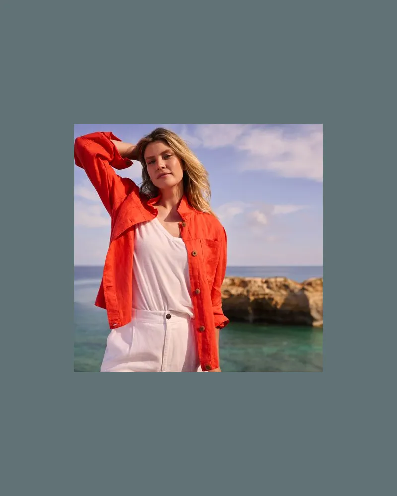 Lands' End Leinenjacke, Damen, Größe:40-42 regular, Orange, Leinen, by Orange