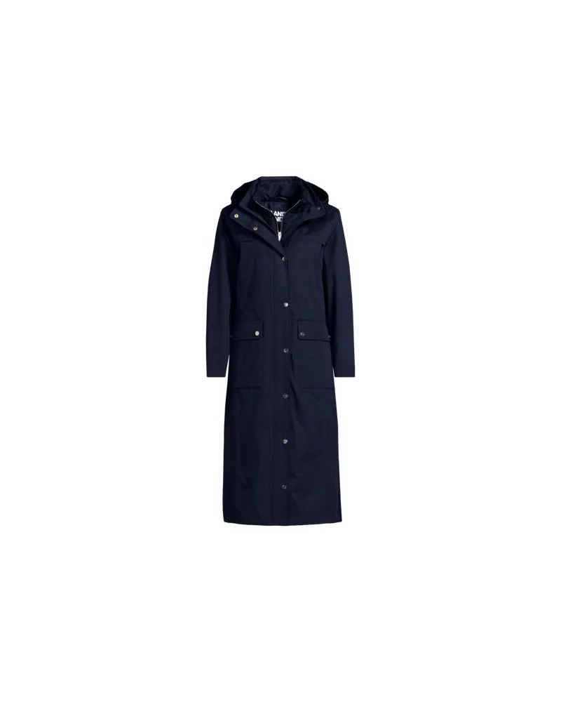 Lands' End Wasserdichter Isolierter Mantel mit Stepp-Einsatz, Damen, Größe regular, Blau, Baumwolle/Polyester/Nylon, by Blau