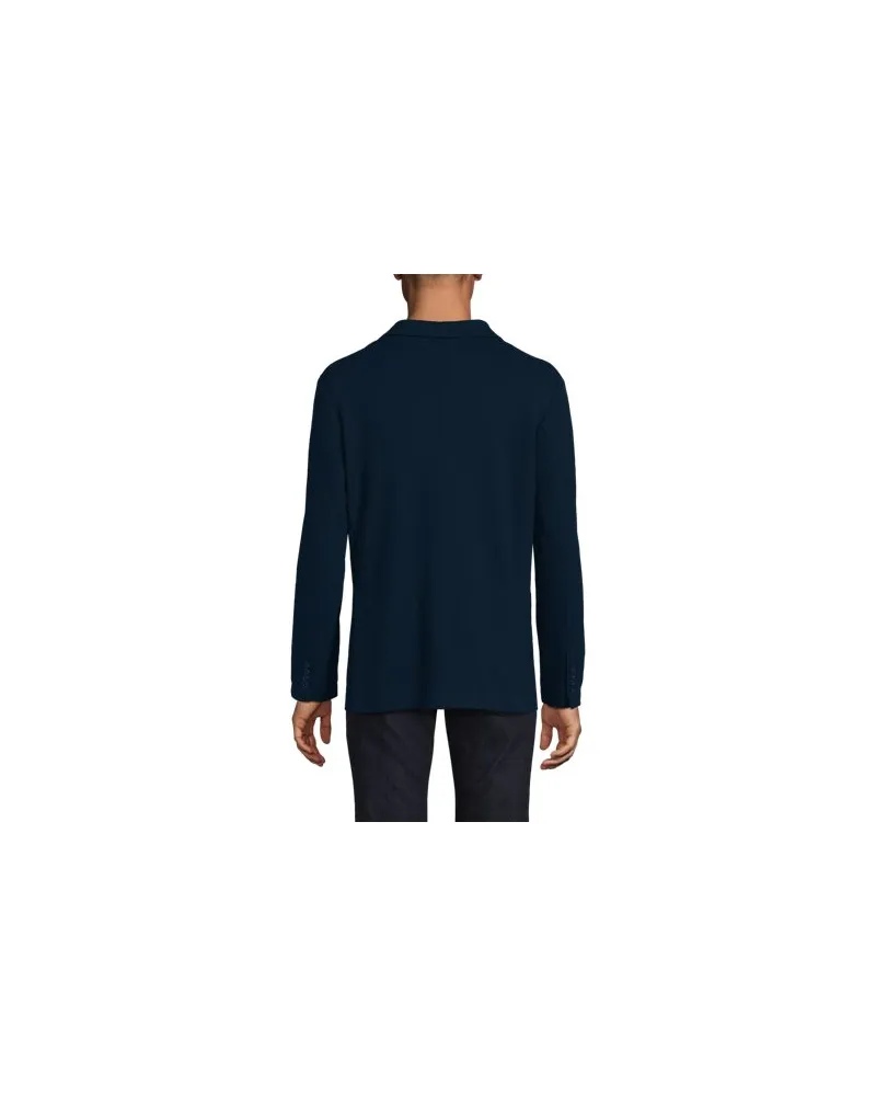 Lands' End Strick-Blazer mit abnehmbarer Kapuze, Herren, Größe:48-50 regular, Blau, Elasthan/Baumwoll-Mischung/Polyester-Mischung, by Blau
