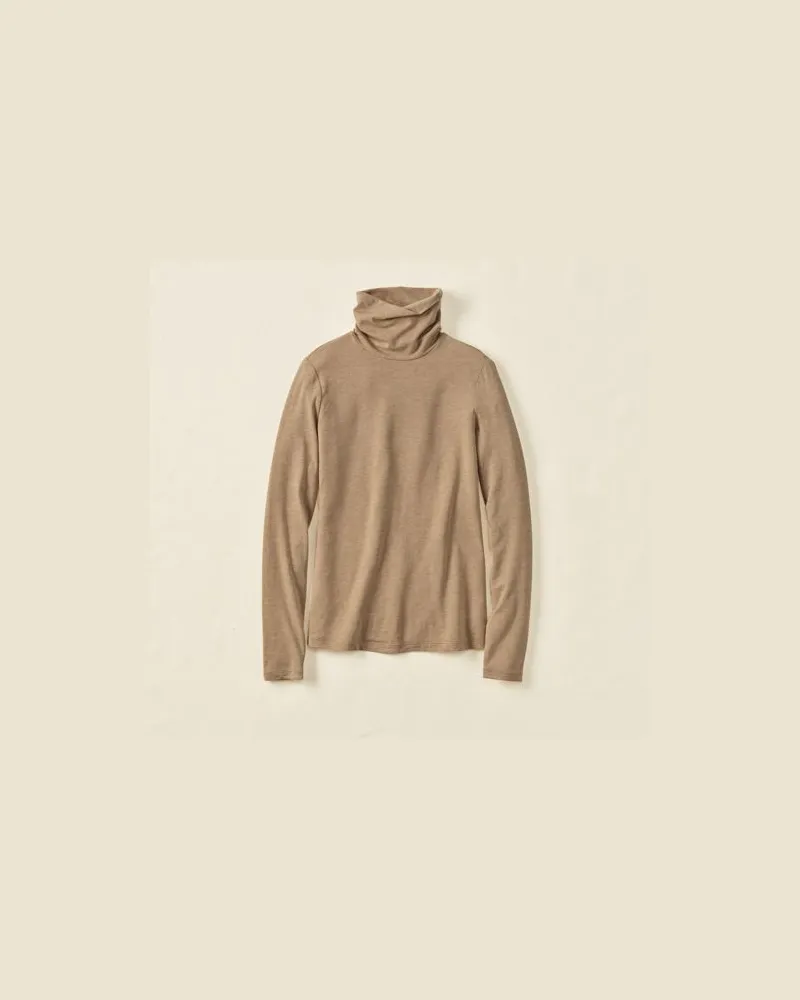 Lands' End Rollkragenshirt aus Baumwoll/Modalmix, Damen, Größe:44-46 petite, Braun, Baumwolle/Elasthan/Baumwolle Modal, by Braun