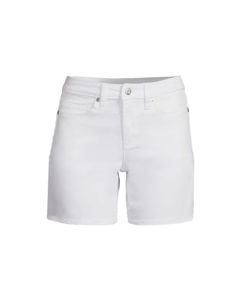Lands' End Weiße Jeansshorts Mid Waist 18 cm, Damen, Größe regular, Weiß, Elasthan/Baumwoll-Mischung/Viskose-Mischung, by Weiß