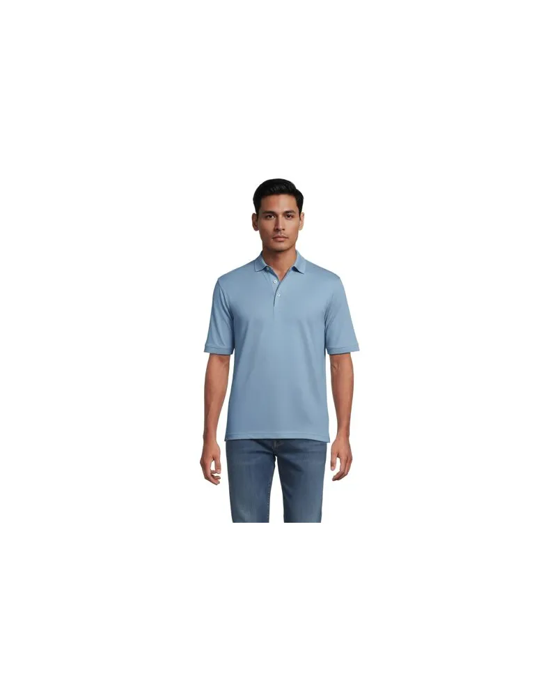 Lands' End Supima Kurzarm-Polo, Classic Fit, Herren, Größe:60 regular, Blau, Baumwolle, by Blau