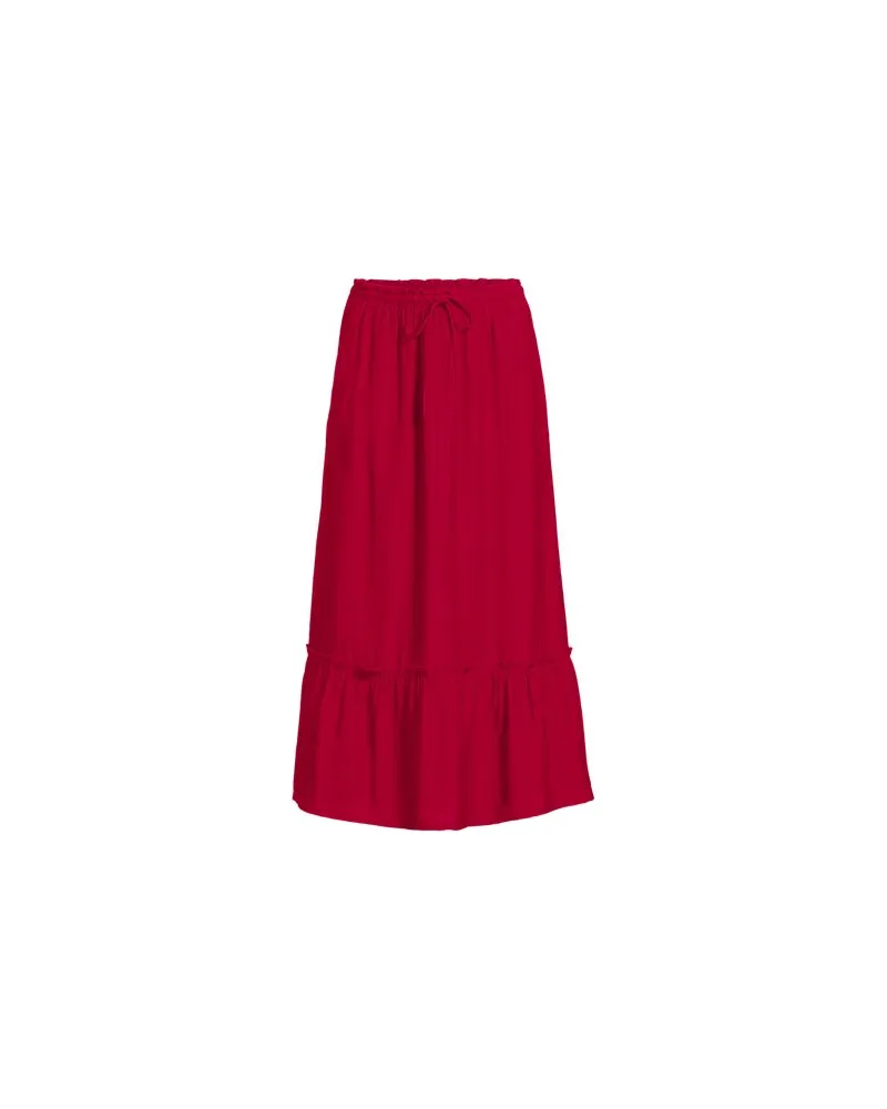 Lands' End Wadenlanger Ready to Go Volantrock, Damen, Größe petite, Rot, by Rot