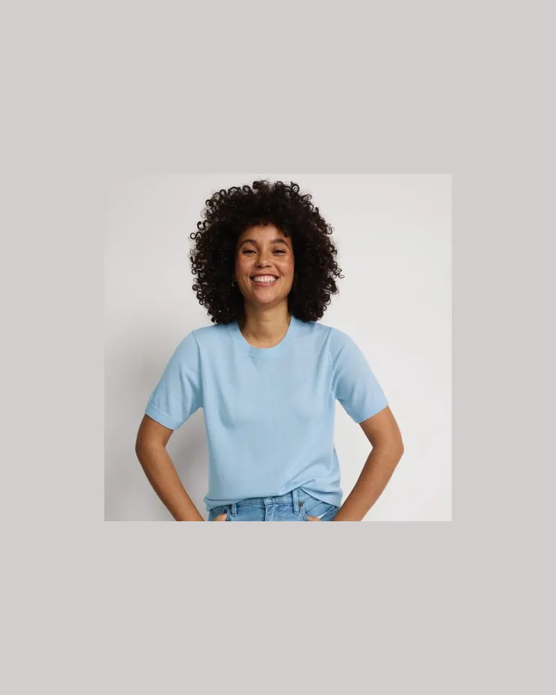 Lands' End Merinopullover mit kurzen Ärmeln, Damen, Größe:32-34 regular, Blau, Wolle, by Blau