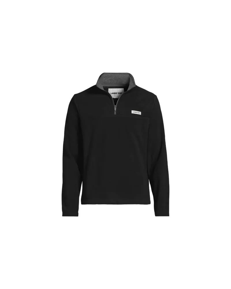 Lands' End Anyweather Fleece-Pullover mit Reißverschluss, Herren, Größe regular, Schwarz, Polyester, by Schwarz