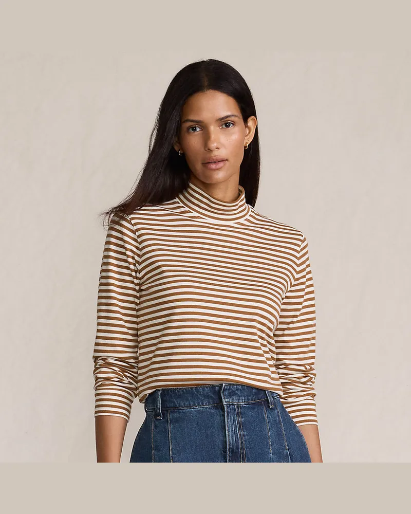 Lands' End Stehkragen-Shirt, Damen, Größe petite, Braun, Baumwolle, by Braun