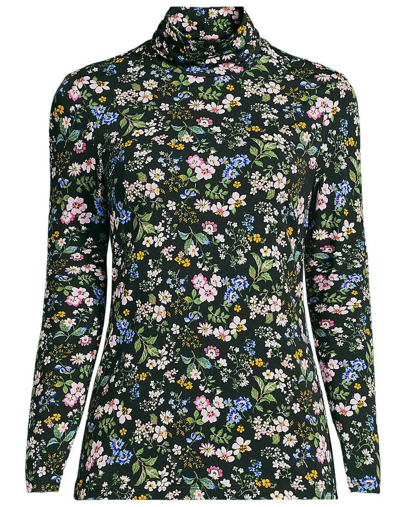 Lands' End Rollkragenshirt aus Baumwoll/Modalmix, Damen, Größe regular, Grün, Baumwolle/Elasthan/Baumwolle, by Grün
