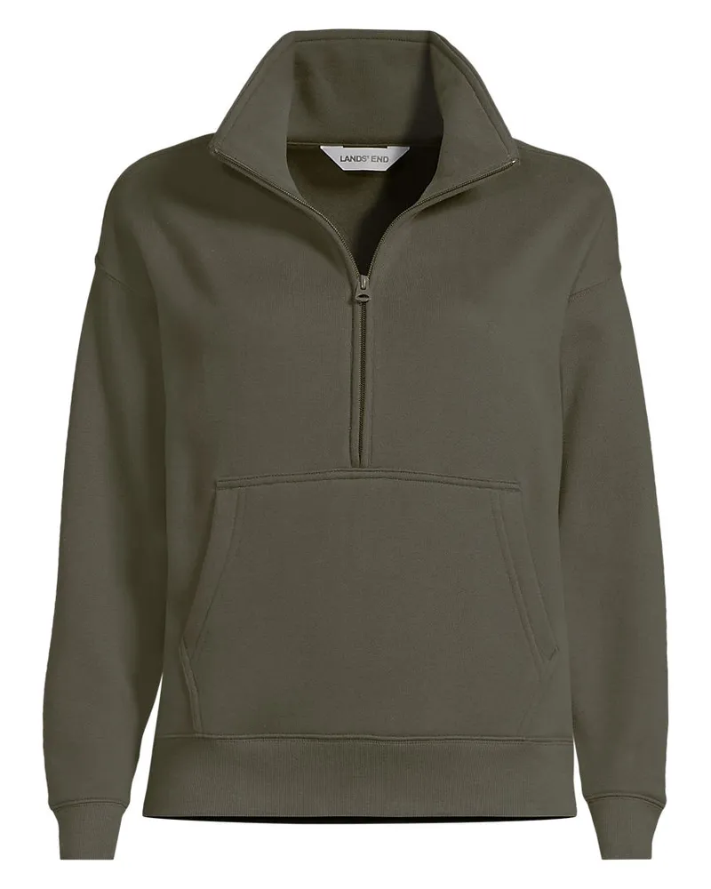Lands' End Sweatshirt SERIOUS SWEATS mit Reißverschluss, Damen, Größe regular, Grün, Baumwoll-Mischung/Polyester-Mischung, by Grün