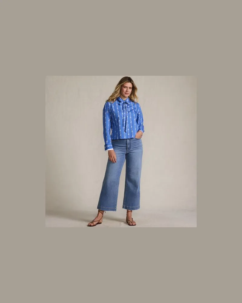 Lands' End Recover Culotte-Jeans High Waist, Damen, Größe petite, Blau, Baumwolle/Elasthan, by Blau
