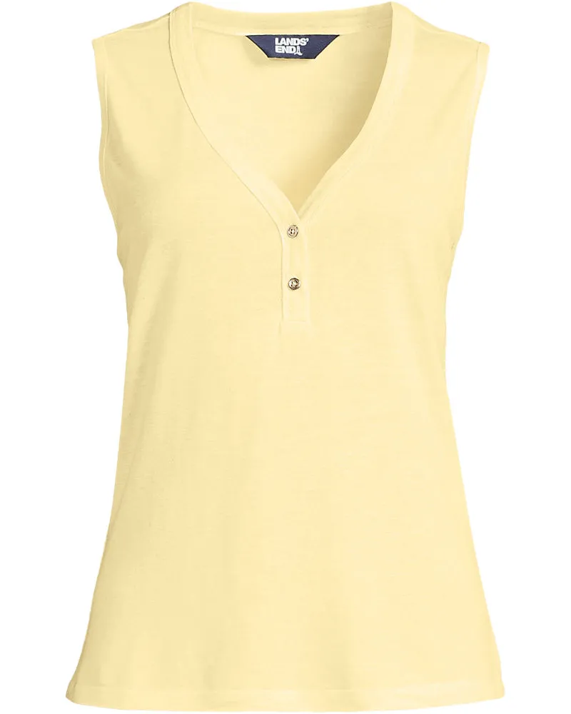 Lands' End Top aus Leinenmix, Damen, Größe plus, Gelb, Baumwolle/Leinen/Baumwoll-Mischung, by Gelb