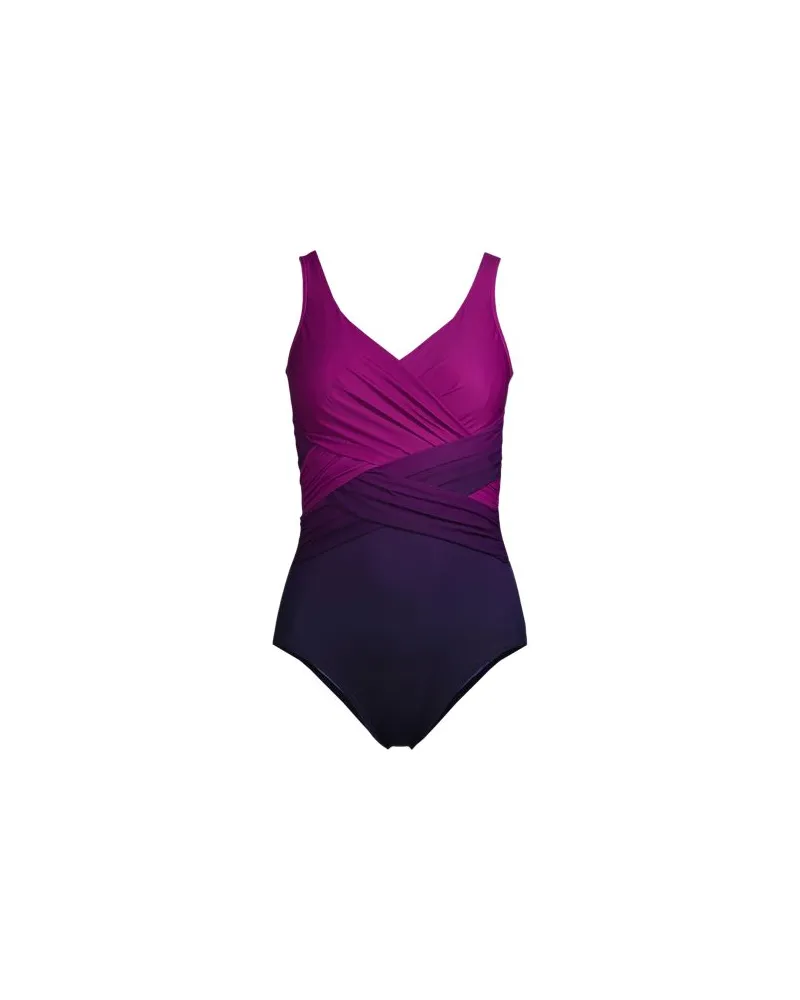 Lands' End Shape-Badeanzug mit Soft Cups Gemustert SLENDER, Damen, Größe plus, Lila, Nylon-Mischung, by Lila