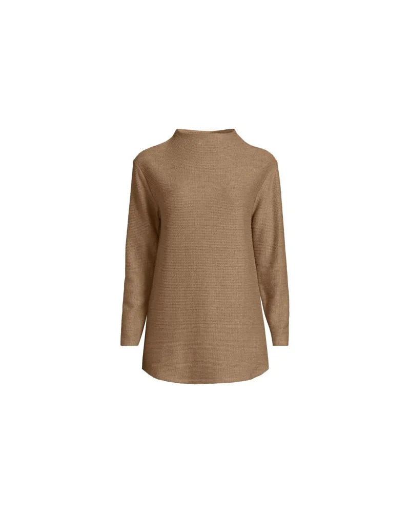 Lands' End Strickshirt mit Schornsteinkragen, Damen, Größe regular, Braun, Viskose/Polyester-Mischung/Nylon-Mischung, by Braun