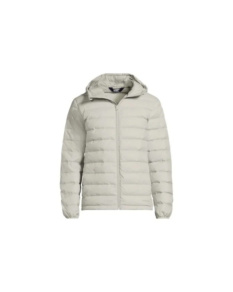 Lands' End Ultraleichte verstaubare Daunen-Kapuzenjacke WANDERWEIGHT, Herren, Größe:56-58 regular, Grau, Polyester/Nylon, by Grau
