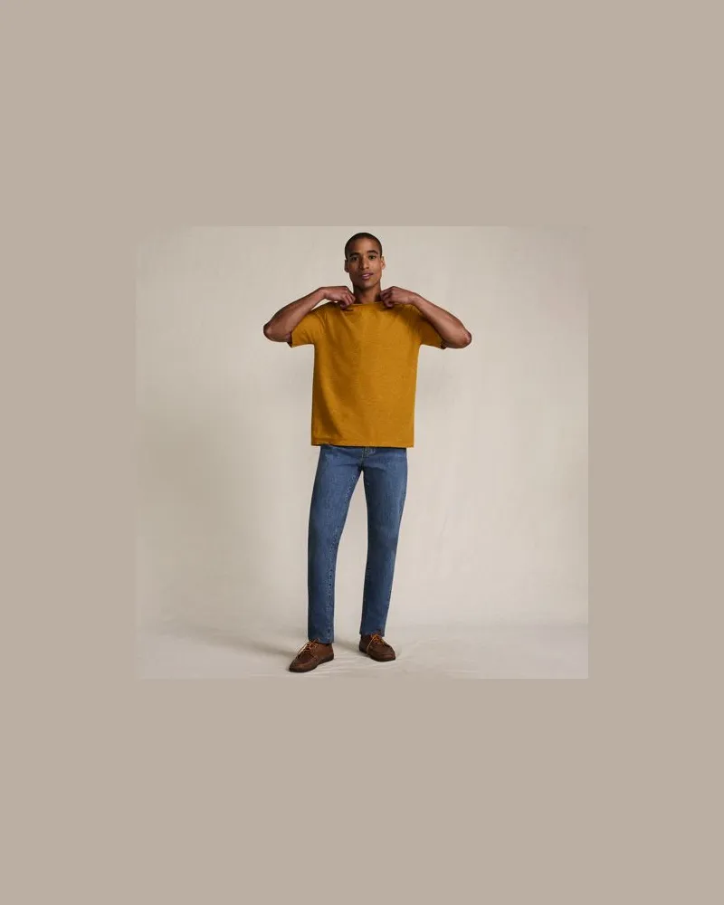 Lands' End Premium Shirt mit Leinen und Waffelstruktur, Herren, Größe:52-54 regular, Gelb, Leinen/Polyester-Mischung, by Gelb