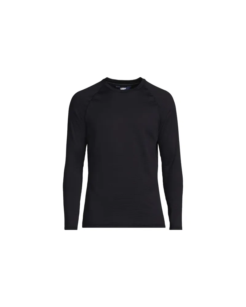 Lands' End Langärmeliges Expedition Thermaskin Rundhals-Shirt, Herren, Größe:56-58 regular, Schwarz, Polyester-Mischung, by Schwarz