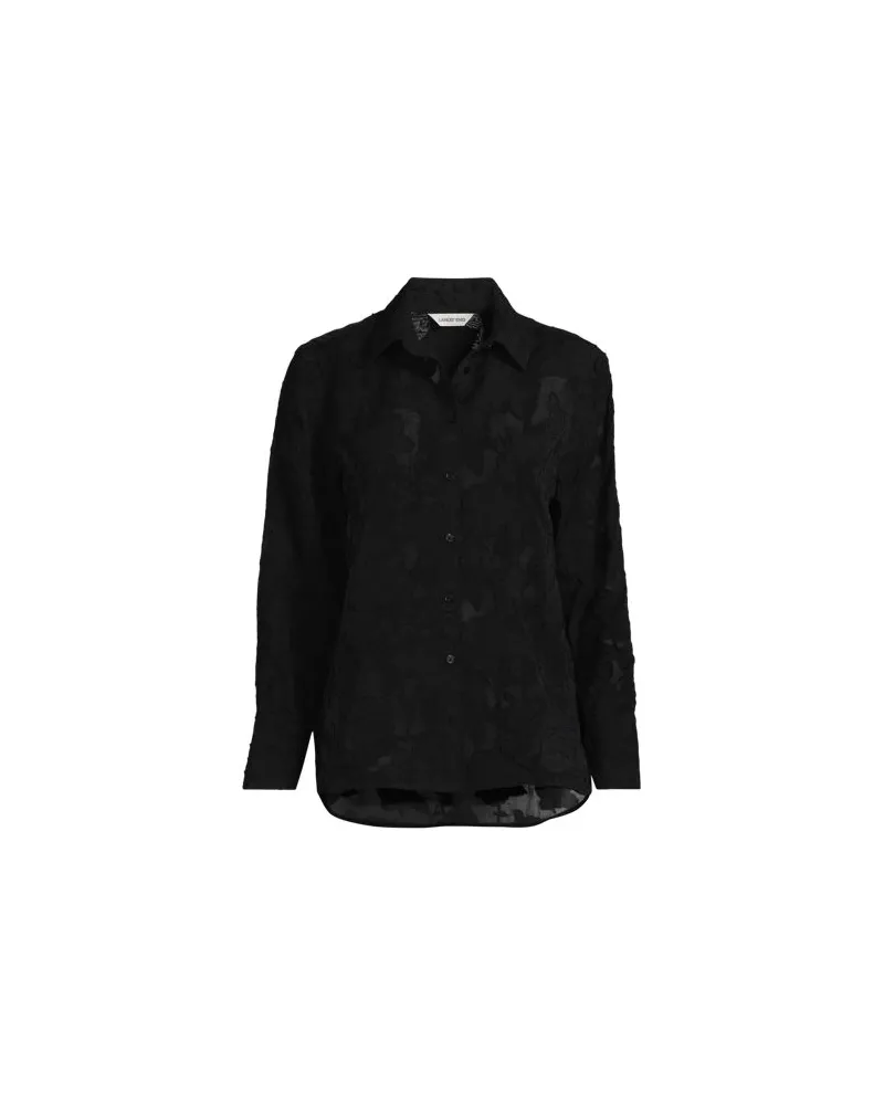 Lands' End Bluse mit floraler Bestickung, Damen, Größe regular, Schwarz, Baumwolle/Viskose/Baumwoll-Mischung, by Schwarz