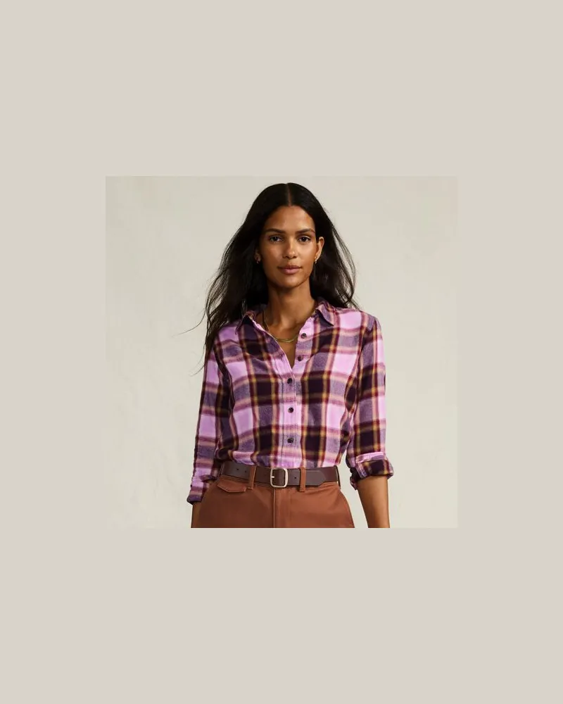 Lands' End Boyfriend-Bluse aus Flanell, Damen, Größe:40-42 regular, Pink, Baumwolle, by Pink