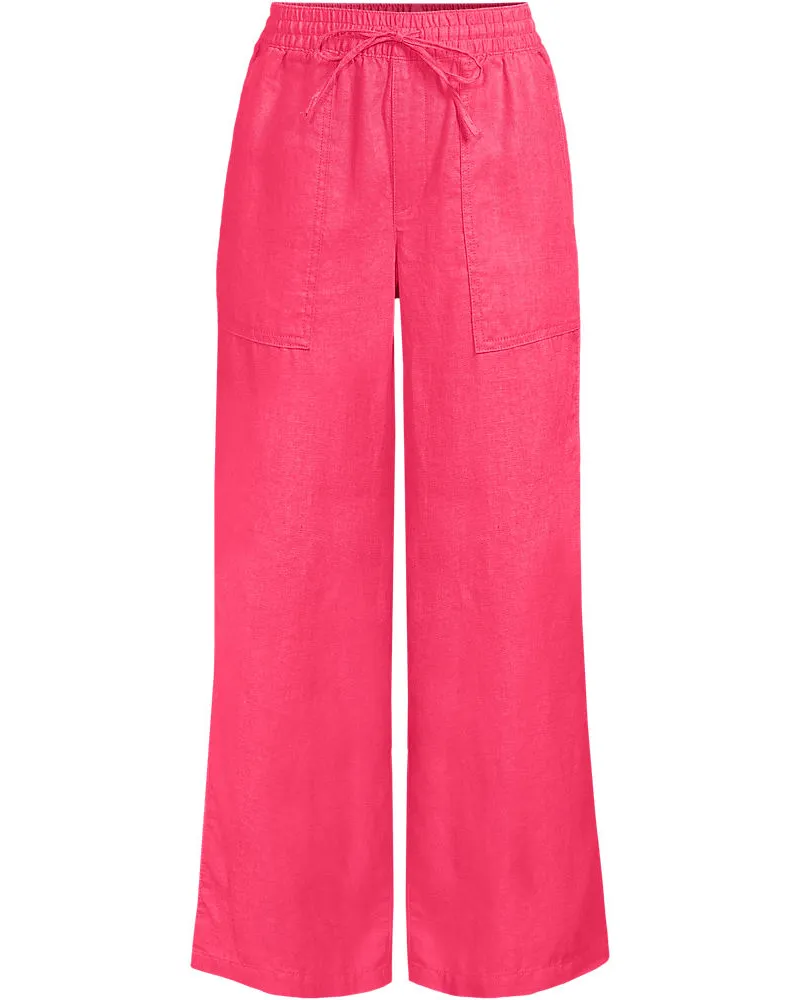 Lands' End Weite 7/8-Leinenhose mit Dehnbund, Damen, Größe petite, Pink, Leinen, by Pink