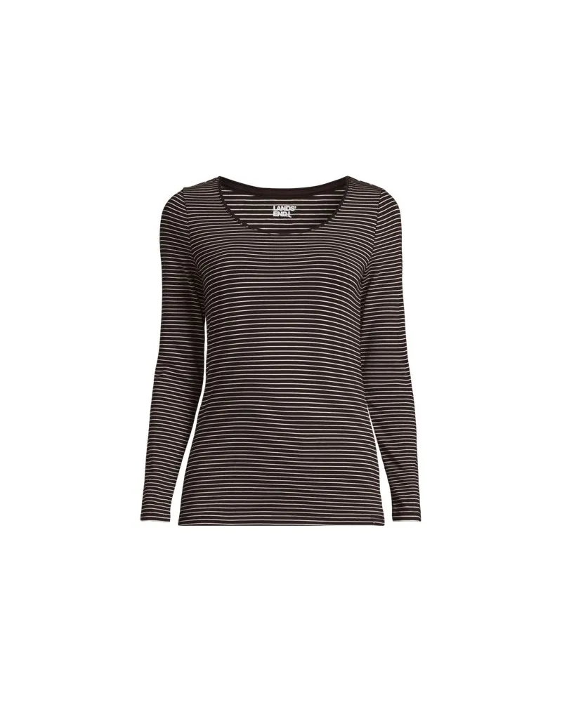 Lands' End Baumwolle/Modal-Shirt mit Ballett-Ausschnitt, Damen, Größe plus, Braun, Baumwolle Modal, by Braun