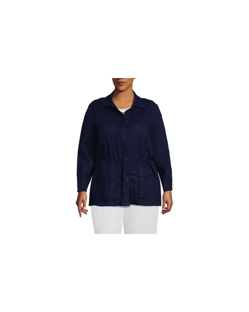 Lands' End Hemdjacke aus Leinen, Damen, Größe plus, Blau, Leinen, by Blau