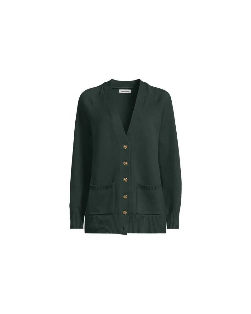 Lands' End Relaxter V-Cardigan DRIFTER, Damen, Größe:44-46 regular, Grün, Baumwolle, by Grün