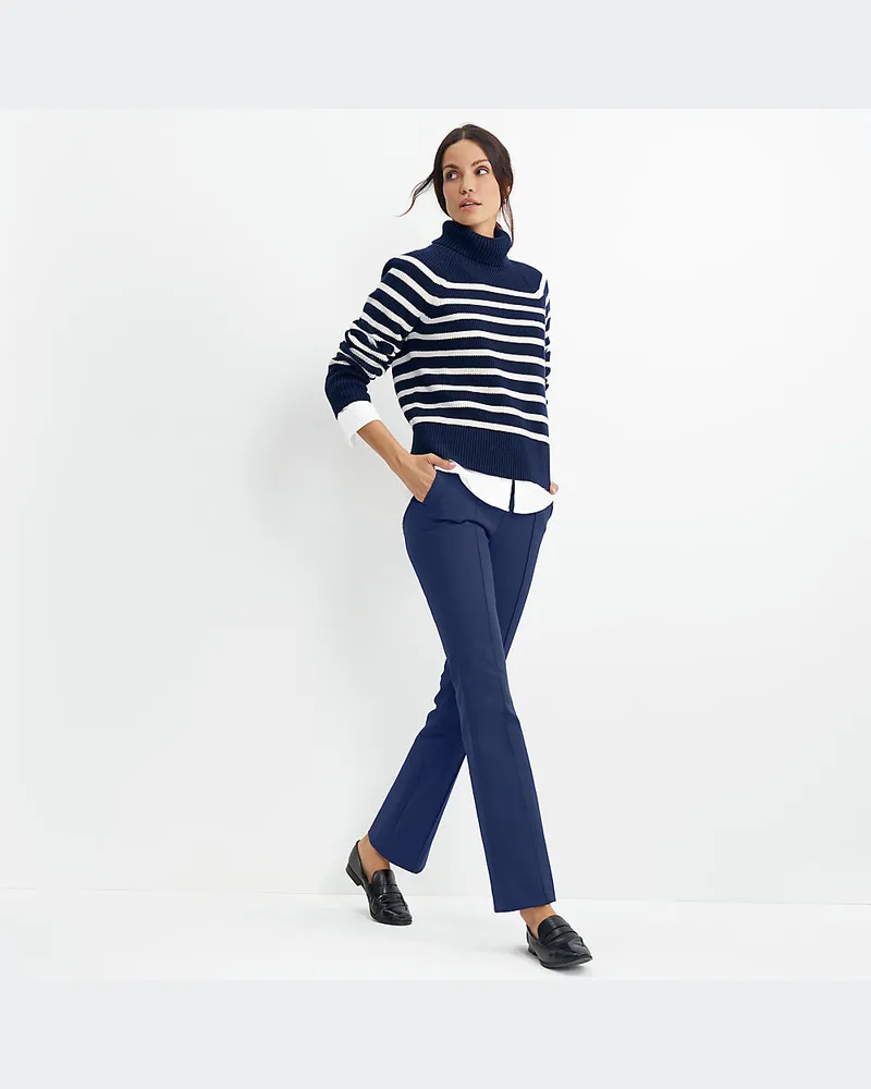 Lands' End High Waist Bootcut-Hose, Damen, Größe regular, Blau, Baumwoll-Mischung/Nylon-Mischung, by Blau