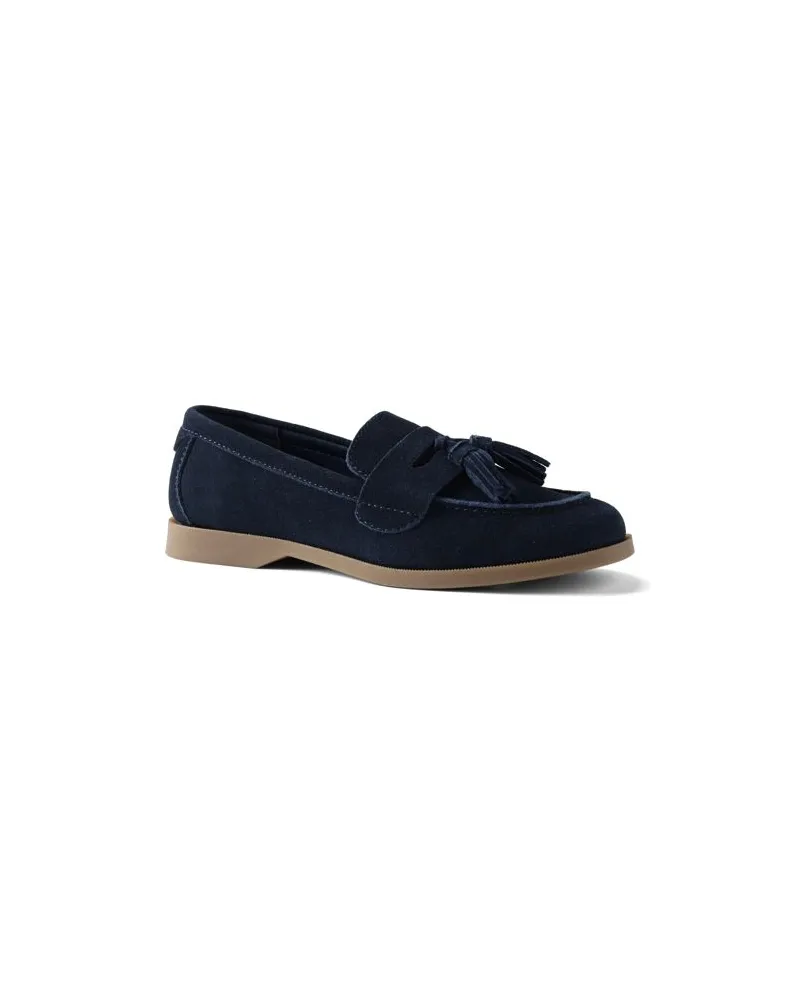 Lands' End Veloursleder-Loafer mit Tasseln, Damen, Größe regular, Blau, Rauleder, by Blau