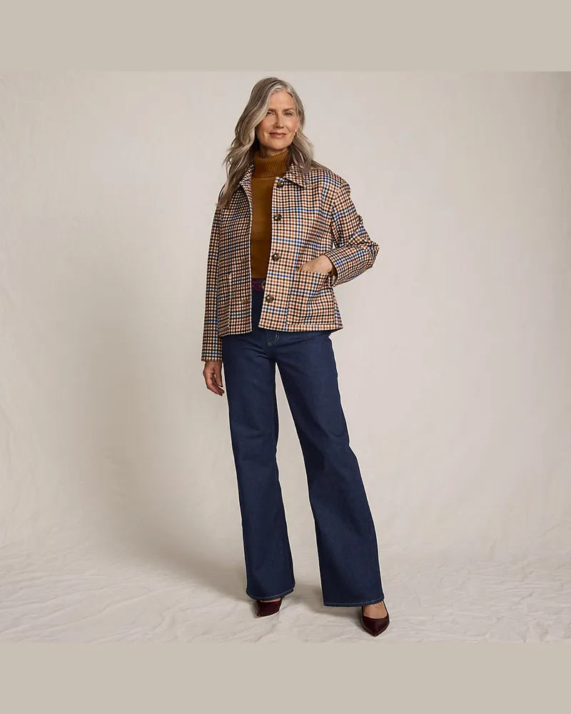 Lands' End Soft Denim Schlagjeans High Waist, Damen, Größe regular, Blau, Elasthan/Baumwoll-Mischung, by Blau
