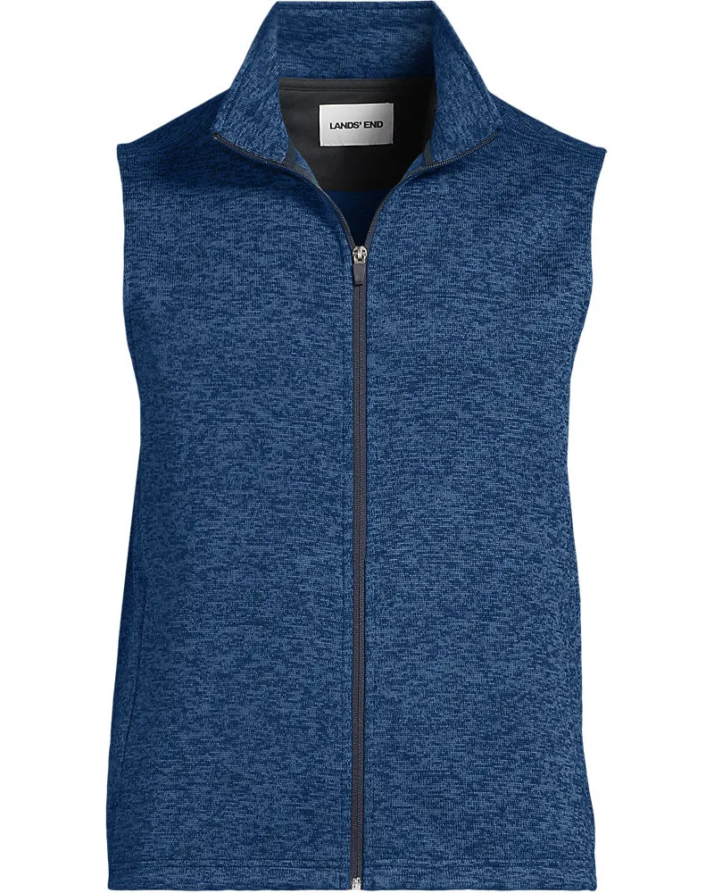 Lands' End Unisex Strickfleece-Weste mit Reißverschluss, Herren, Größe regular, Blau, Polyester, by Blau