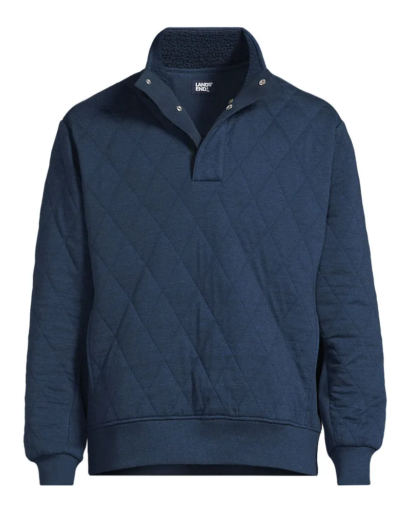 Lands' End Gesteppter Pullover mit Stehkragen, Herren, Größe regular, Blau, by Blau