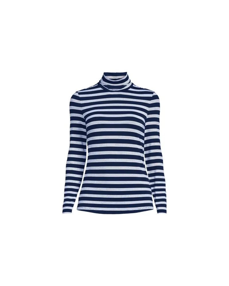 Lands' End Rollkragenshirt aus Baumwoll/Modalmix, Damen, Größe plus, Blau, Baumwolle/Elasthan/Baumwolle Modal, by Blau