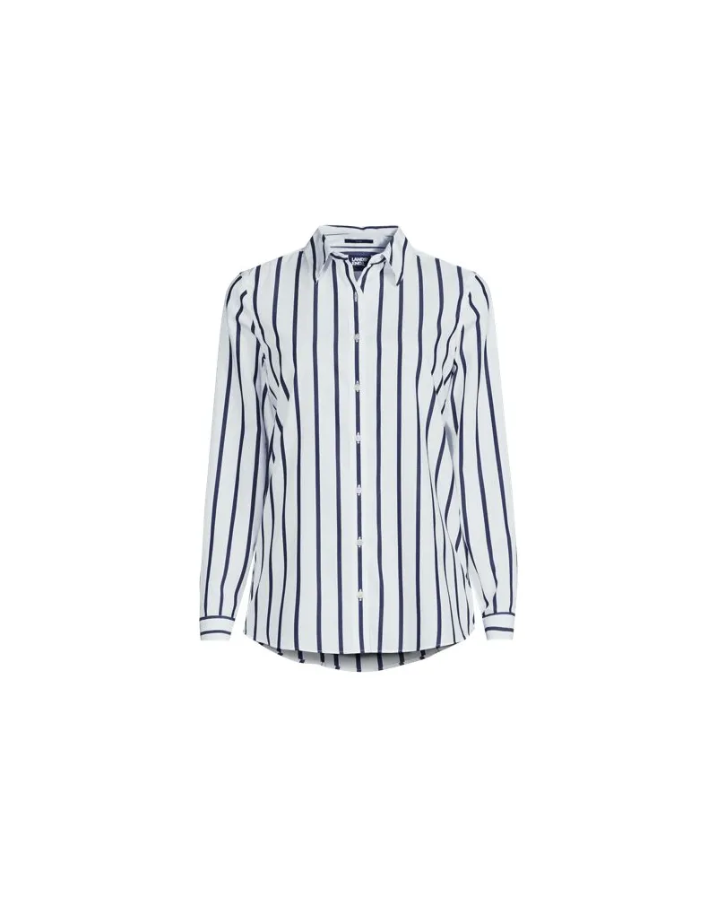 Lands' End Bügelfreie Baumwoll-Bluse, Damen, Größe plus, Weiß, Baumwolle, by Weiß