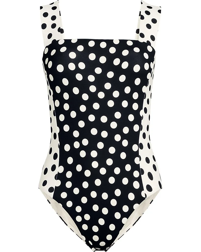 Lands' End Badeanzug mit Karree-Ausschnitt, extra hohes Bein, Damen, Größe plus, Schwarz, Elasthan/Nylon-Mischung, by Schwarz