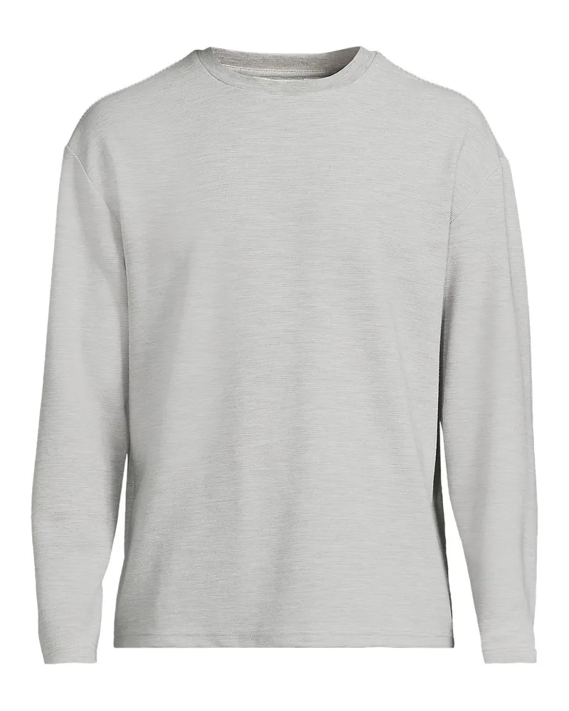 Lands' End Ottoman-Rippshirt mit langen Ärmeln, Herren, Größe regular, Grau, Baumwolle/Polyester/Baumwoll-Mischung, by Grau