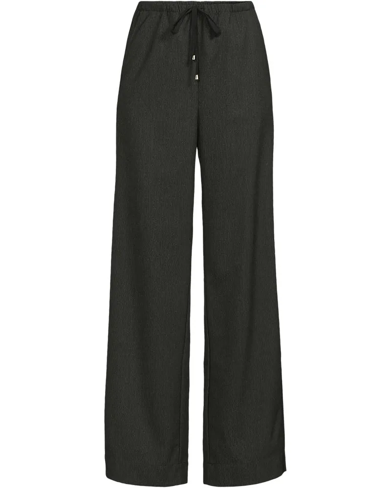 Lands' End Weite Hose aus gebürstetem Flanell mit Streifendetail, Damen, Größe regular, Grau, by Grau