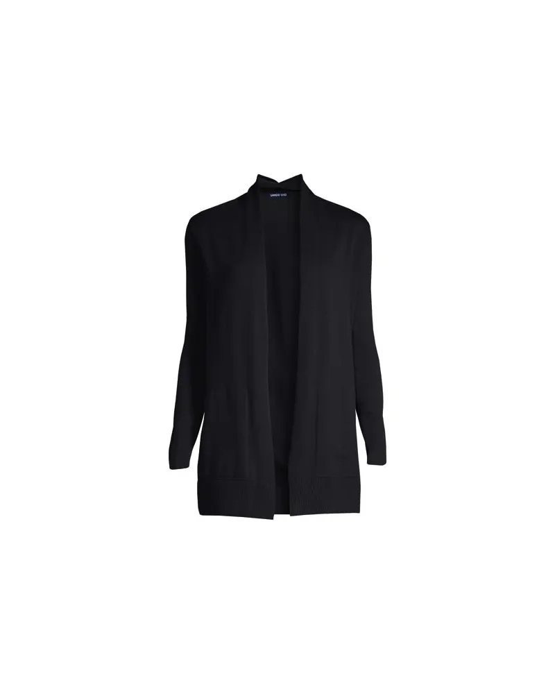 Lands' End Offener Cardigan, Damen, Größe plus, Schwarz, Baumwolle, by Schwarz