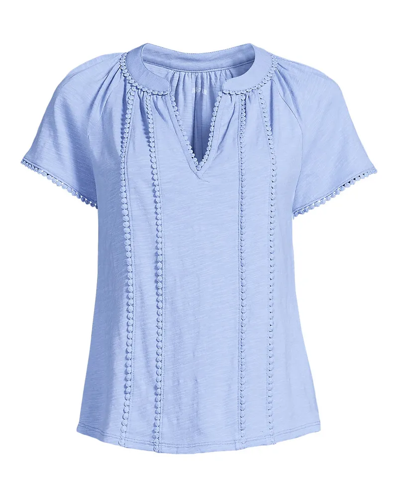 Lands' End Flammgarn-Shirt mit Tunika-Ausschnitt, Damen, Größe regular, Lila, Baumwolle, by Lila