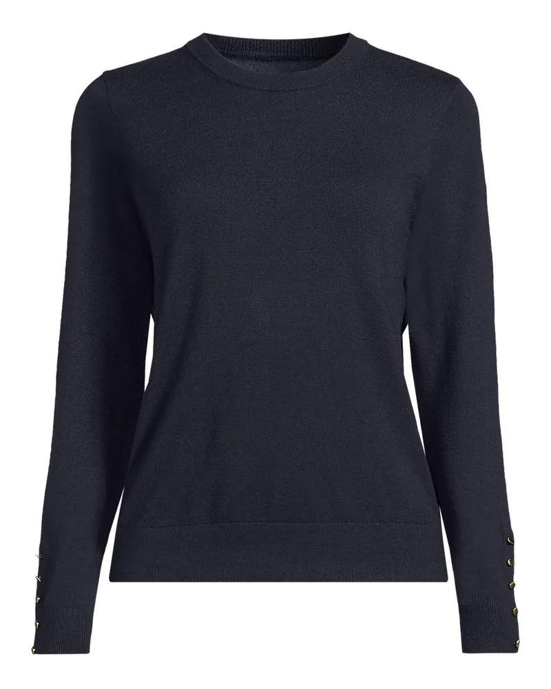 Lands' End Pullover mit Rundausschnitt Silk Touch, Damen, Größe petite, Blau, Polyester/Viskose/Polyester-Mischung, by Blau