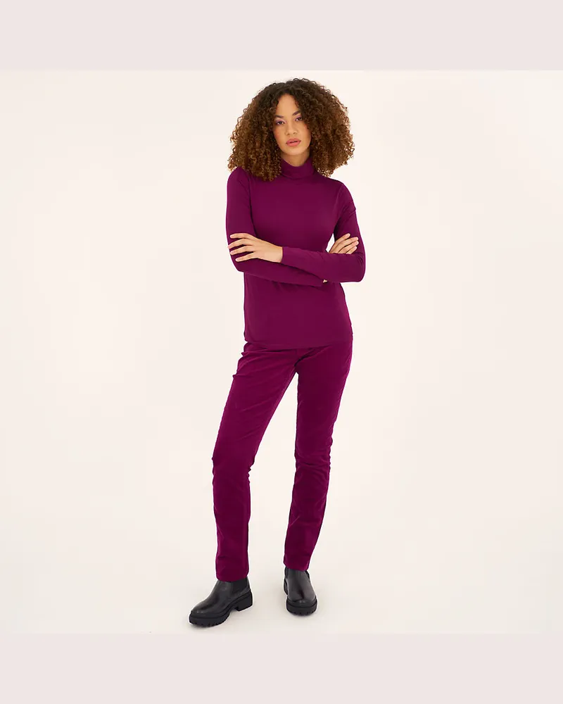Lands' End Straight Fit Cordhose Mid Waist, Damen, Größe petite, Lila, Baumwoll-Mischung, by Lila