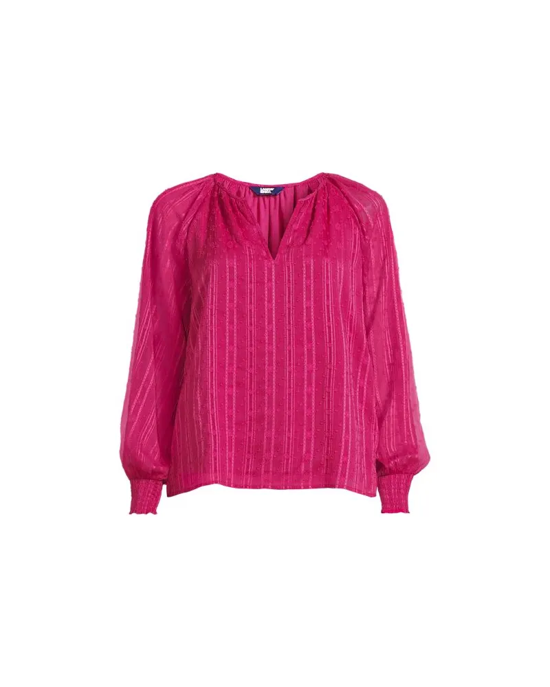 Lands' End Bestickte Chiffonbluse, Damen, Größe:44-46 regular, Rot, Polyester, by Rot