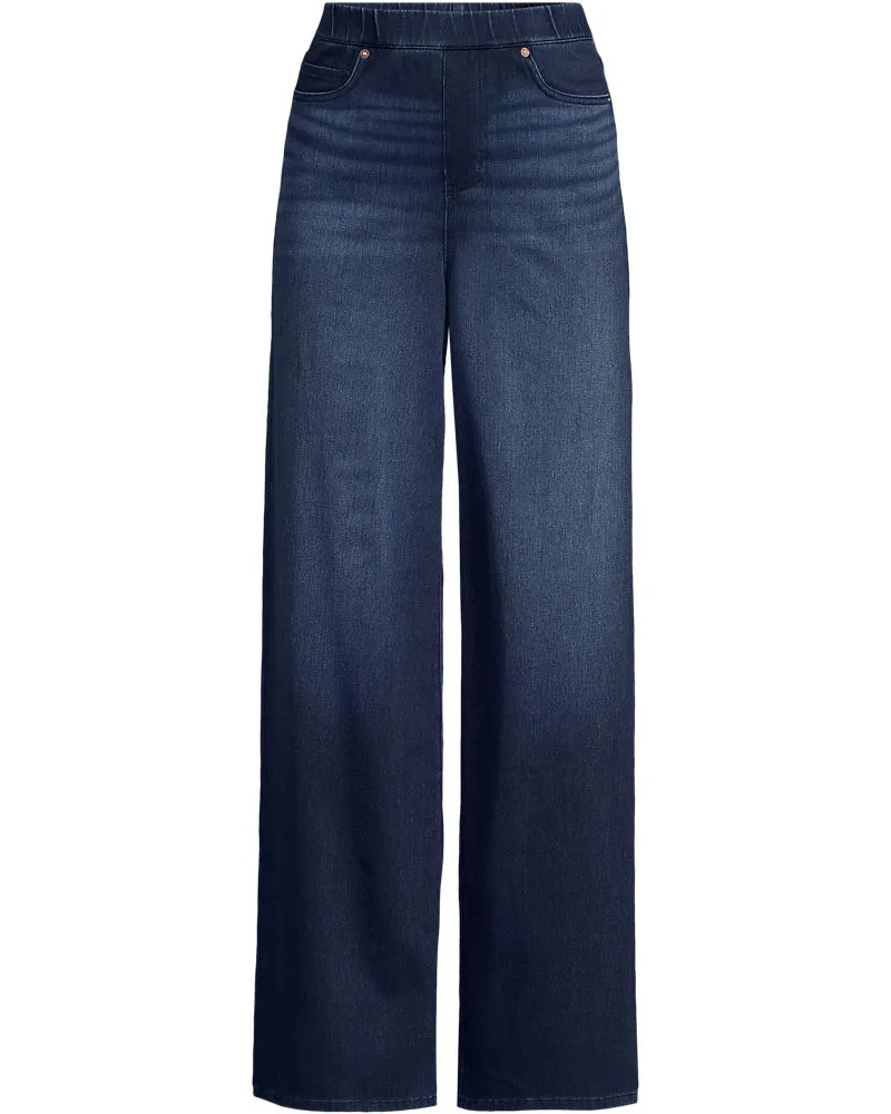Lands' End Starfish Knit-Jeans mit weitem Bein, Damen, Größe plus, Blau, Baumwoll-Mischung/Polyester-Mischung, by Blau
