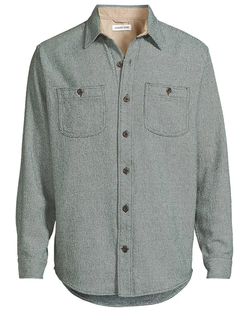 Lands' End Winter-Flanellhemd, Herren, Größe regular, Grün, Baumwolle, by Grün