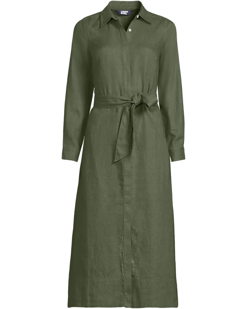 Lands' End Leinen-Midikleid, Damen, Größe plus, Grün, by Grün