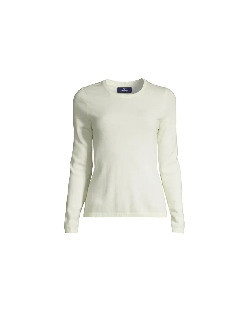 Lands' End Kaschmir-Pullover mit rundem Ausschnitt, Damen, Größe plus, Weiß, Kaschmir, by Weiß
