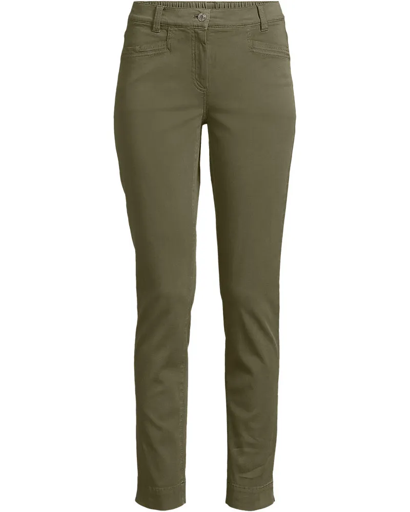 Lands' End Slim Fit 7/8-Chinos Mid Waist, Damen, Größe petite, Grün, Baumwolle/Lyocell (Viskose)/Baumwoll-Mischung, by Grün
