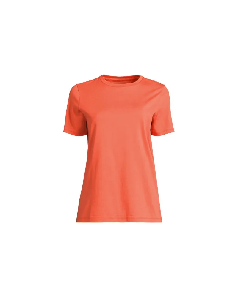 Lands' End Supima Kurzarm-Shirt mit rundem Ausschnitt, Damen, Größe plus, Orange, Baumwolle, by Orange
