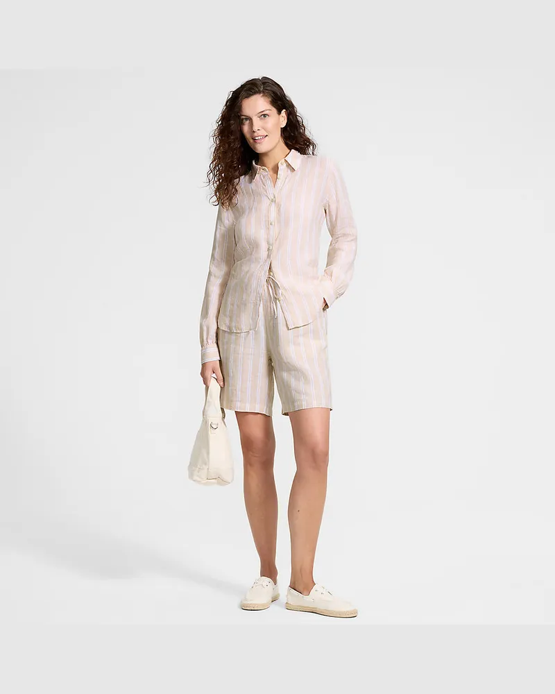 Lands' End Premium Reinleinen-Schlupfshorts, Damen, Größe regular, Weiß, Leinen, by Weiß
