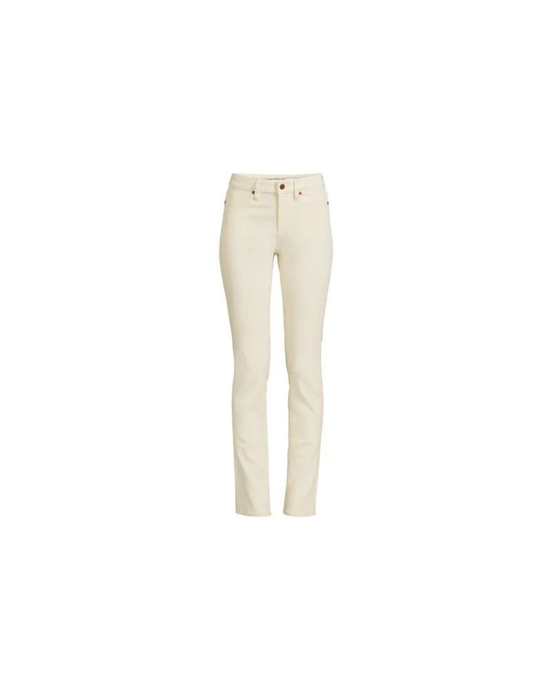 Lands' End Naturfarbene Straight Fit Jeans Mid Waist, Damen, Größe plus, Weiß, Elasthan/Baumwoll-Mischung/Polyester-Mischung, by Weiß