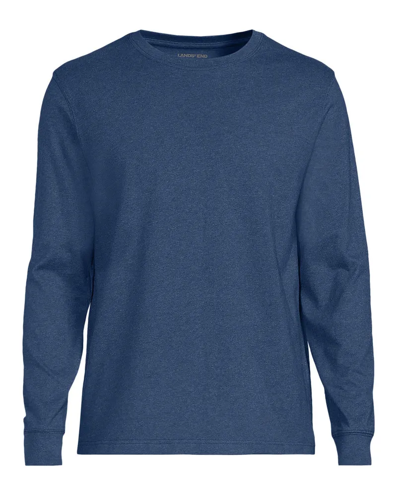 Lands' End Super-T Langarm-Shirt, Classic Fit, Herren, Größe regular, Blau, Baumwolle, by Blau