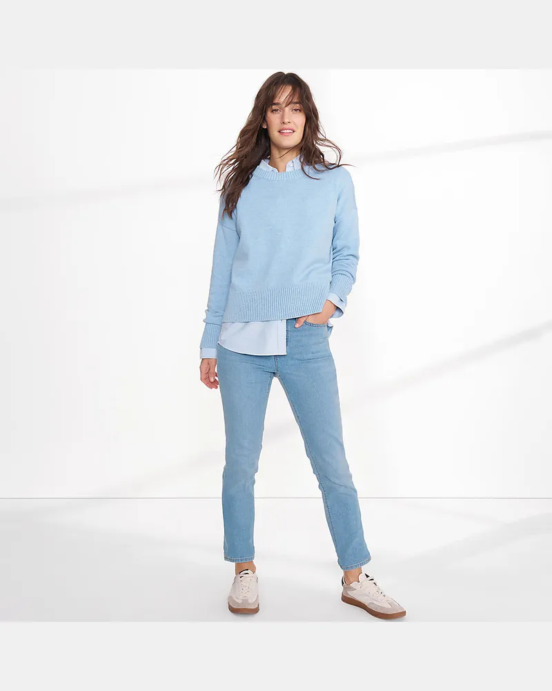 Lands' End Straight Fit Recover Jeans Mid Waist, Damen, Größe regular, Blau, Elasthan/Baumwoll-Mischung/Polyester-Mischung, by Blau